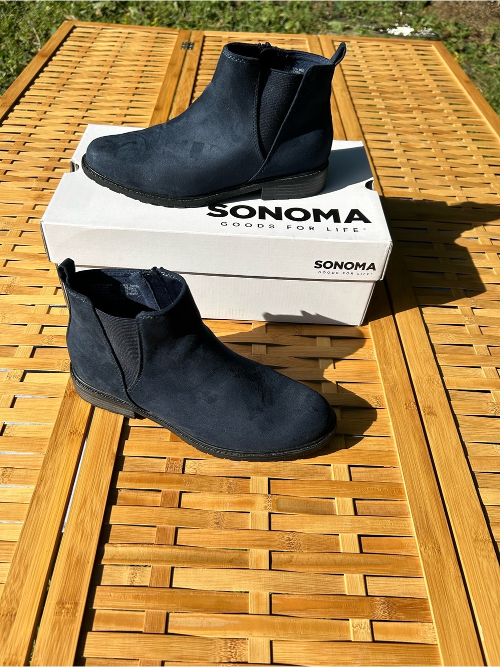 Sonoma Navy Suede-Look Chelsea Ankle Boots
